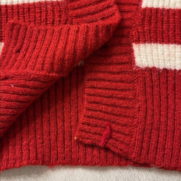 Striped Red and White Women's Sweater - Picture 4 of 6